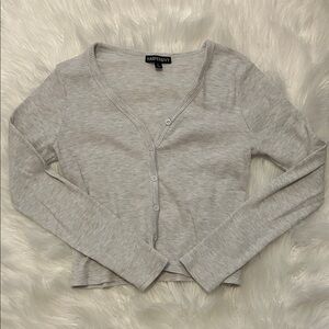 Harper Light Gray Button-Up Long Sleeve Tee